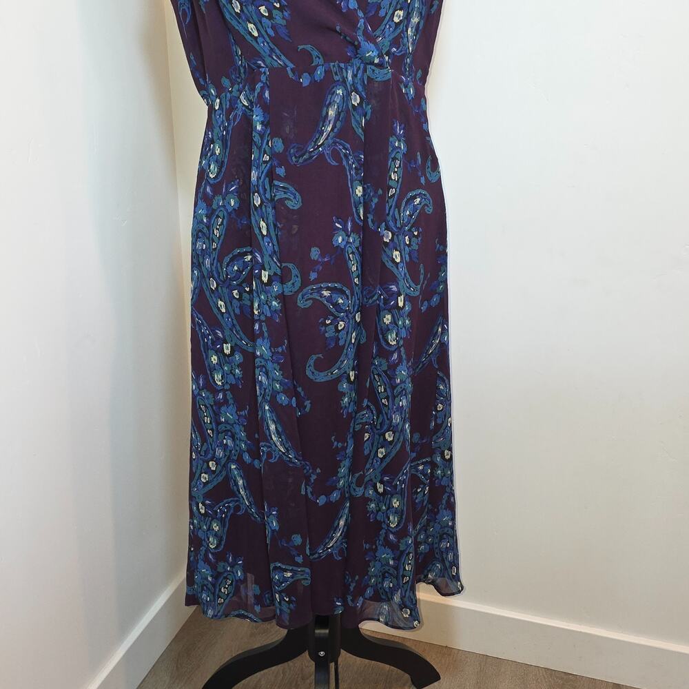 Cabi TREASURE Women 8 Purple Paisley Sleeveless‎ Midi Dress - Picture 4 of 11